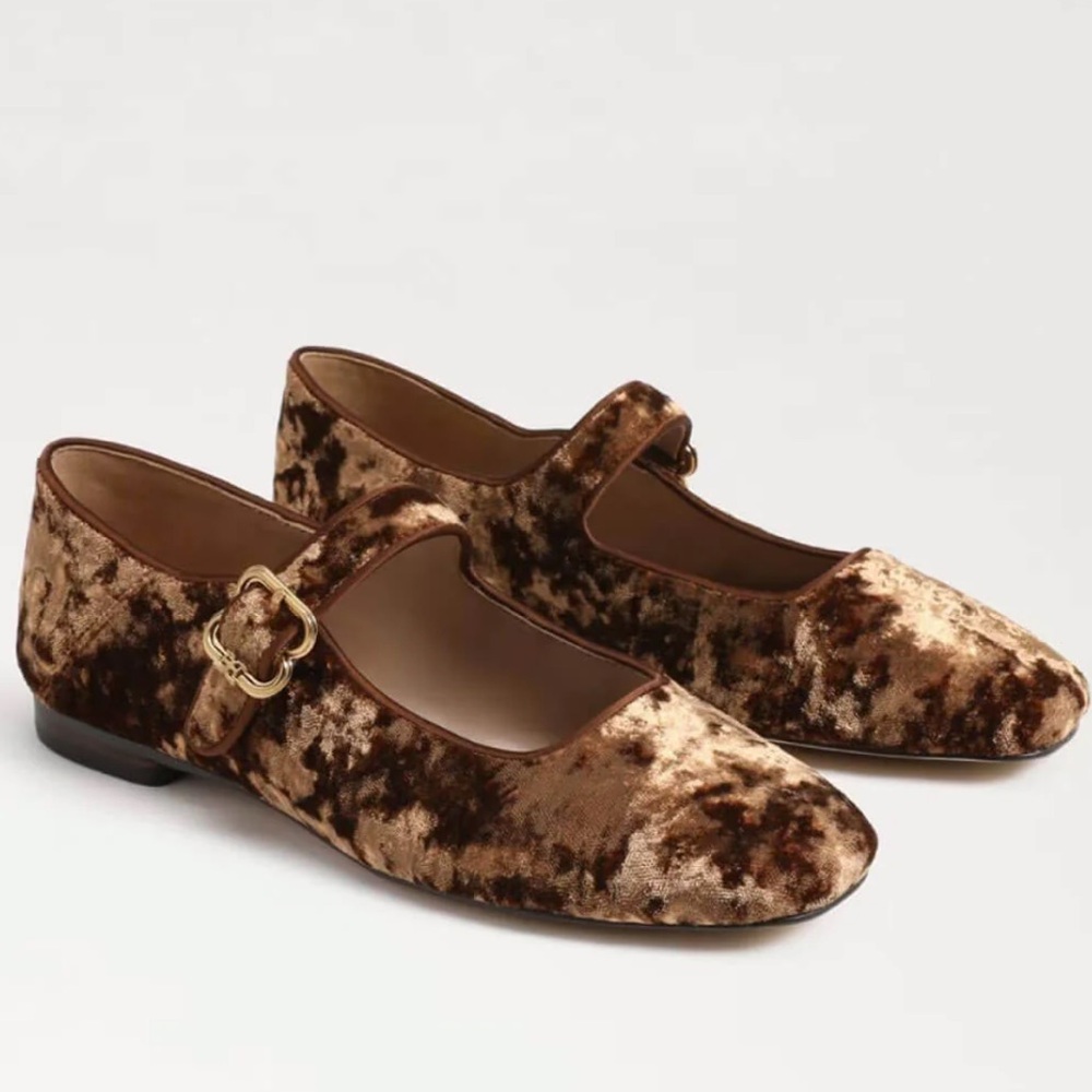 Sam Edelman Brown Velvet Mary Jane Flats